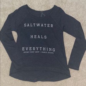 Blue high-low long sleeve tee